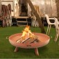 Μπολ VEVOR Fire Pit, 30 ιντσών βαθύ στρογγυλό μπολ από ανθρακούχο χάλυβα, καύση ξύλου για εξωτερικά αίθρια, αυλές και κάμπινγκ, με τρύπα αποστράγγισης, φορητές λαβές και ραβδί καυσόξυλου, καφέ