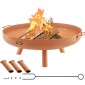 Μπολ VEVOR Fire Pit, 30 ιντσών βαθύ στρογγυλό μπολ από ανθρακούχο χάλυβα, καύση ξύλου για εξωτερικά αίθρια, αυλές και κάμπινγκ, με τρύπα αποστράγγισης, φορητές λαβές και ραβδί καυσόξυλου, καφέ
