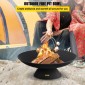 VEVOR Fire Pit Bowl, 30 ιντσών βαθύ στρογγυλό μπολ από χυτοσίδηρο, καύση ξύλου για εξωτερικά αίθρια, αυλές και κάμπινγκ, με βάση σχεδιασμένη για σταθερό μπολ και ραβδί καυσόξυλου, μαύρο