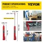 VEVOR Hydraulic Long Ram Jack, χωρητικότητα 4 Tons/8818 lbs, με μονοέμβολη αντλία και επίπεδη βάση, χειροκίνητος επιλογέας κερασιού με λαβή, για γερανούς γκαράζ/καταστήματος, ανυψωτικό κινητήρα, κόκκινο
