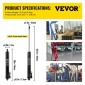 VEVOR Hydraulic Long Ram Jack, χωρητικότητας 3 Tons/6600 lbs, με μονοέμβολη αντλία και βάση Clevis, χειροκίνητος επιλογέας κερασιού με λαβή, για γερανούς γκαράζ/καταστήματος, ανυψωτικό κινητήρα, μαύρο