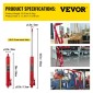 VEVOR Hydraulic Long Ram Jack, χωρητικότητα 8 Tons/17363 lbs, με μονοέμβολη αντλία και βάση Clevis, χειροκίνητος επιλογέας κερασιού με λαβή, για γερανούς γκαράζ/καταστήματος, ανυψωτικό κινητήρα, κόκκινο