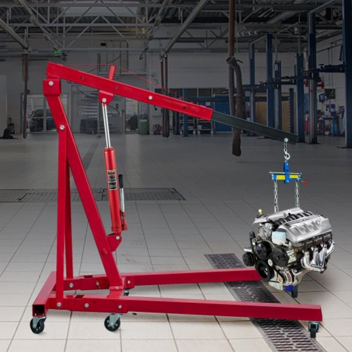VEVOR Hydraulic Long Ram Jack, χωρητικότητας 3 Tons/6600 lbs, με μονοέμβολη αντλία και βάση Clevis, χειροκίνητος επιλογέας κερασιού με λαβή, για γερανούς γκαράζ/καταστήματος, ανυψωτικό κινητήρα, κόκκινο