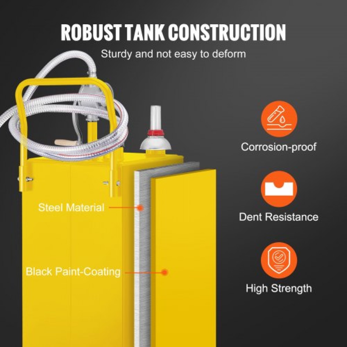 VEVOR 30 Gallon Fuel Caddy, Gas Storage Tank & 4 Wheels, with Manuel Transfer Pump, βενζινοδοχείο καυσίμου ντίζελ για αυτοκίνητα, χορτοκοπτικά, ATV, σκάφη, Περισσότερα, κίτρινο
