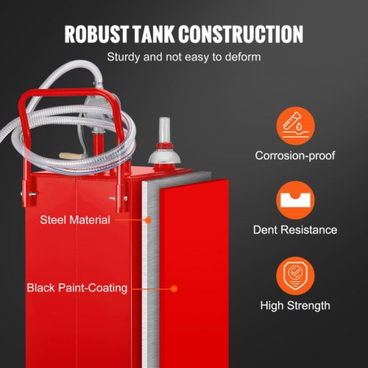 VEVOR 30 Gallon Fuel Caddy, Fuel Storage Tank σε 2 τροχούς, Φορητό Gas Caddy με Manuel Transfer Pump, βενζίνη ντίζελ δοχείο καυσίμου για αυτοκίνητα, χορτοκοπτικά, ATV, σκάφη, Περισσότερα, κόκκινο