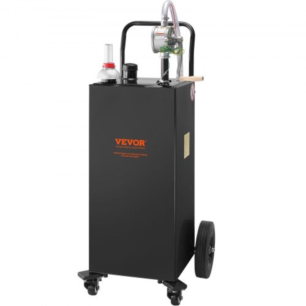 VEVOR 30 Gallon Fuel Caddy, Gas Storage Tank & 4 Wheels, with Manuel Transfer Pump, βενζινοδοχείο καυσίμου ντίζελ για αυτοκίνητα, χορτοκοπτικά, ATV, σκάφη, Περισσότερα, Μαύρο