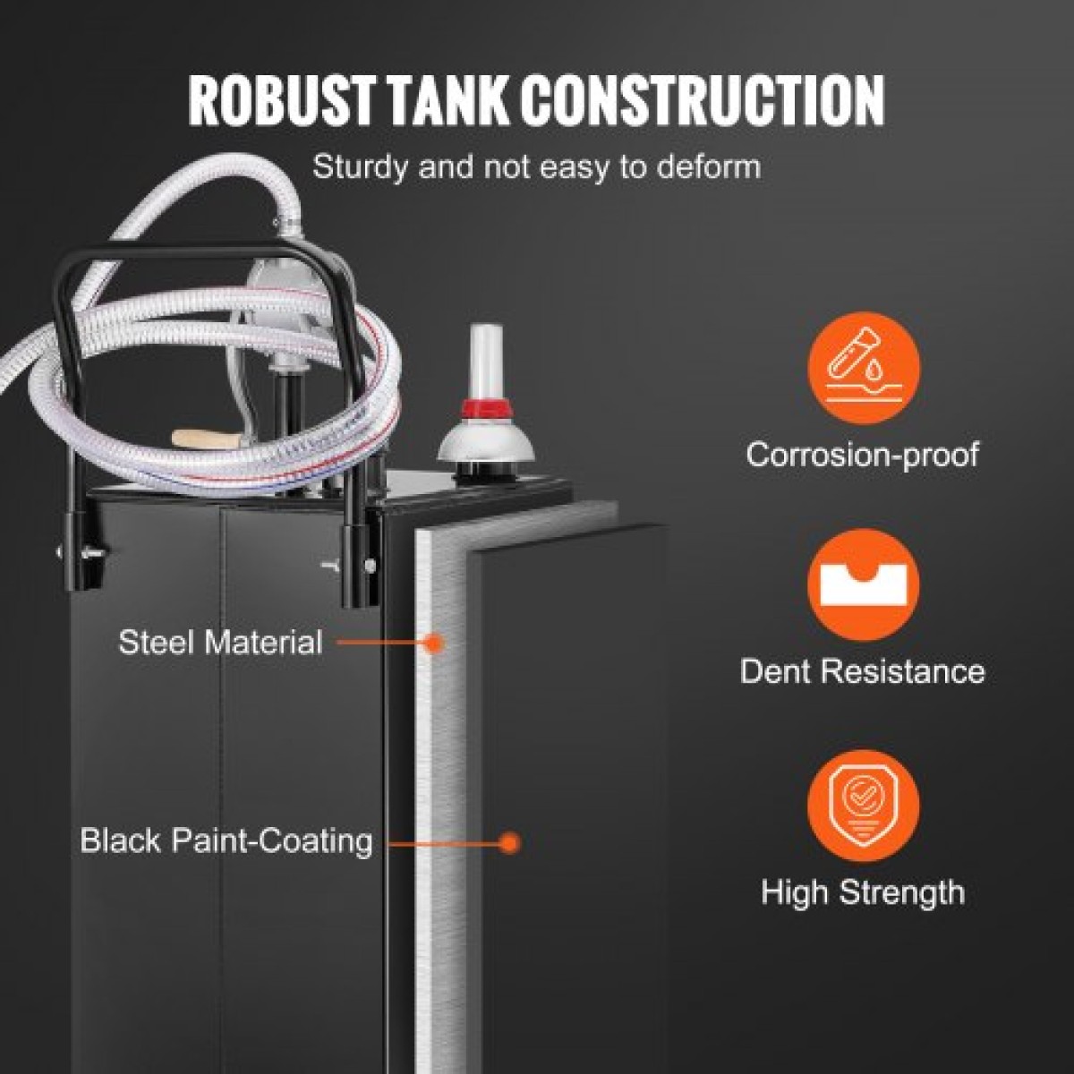 VEVOR 30 Gallon Caddy, Δεξαμενή αποθήκευσης καυσίμου με ρόδες, φορητό δοχείο καυσίμου με αντλία μεταφοράς Manuel, δοχείο καυσίμου βενζίνης ντίζελ για αυτοκίνητα, χορτοκοπτικά, ATV, σκάφη, Περισσότερα, Μαύρο