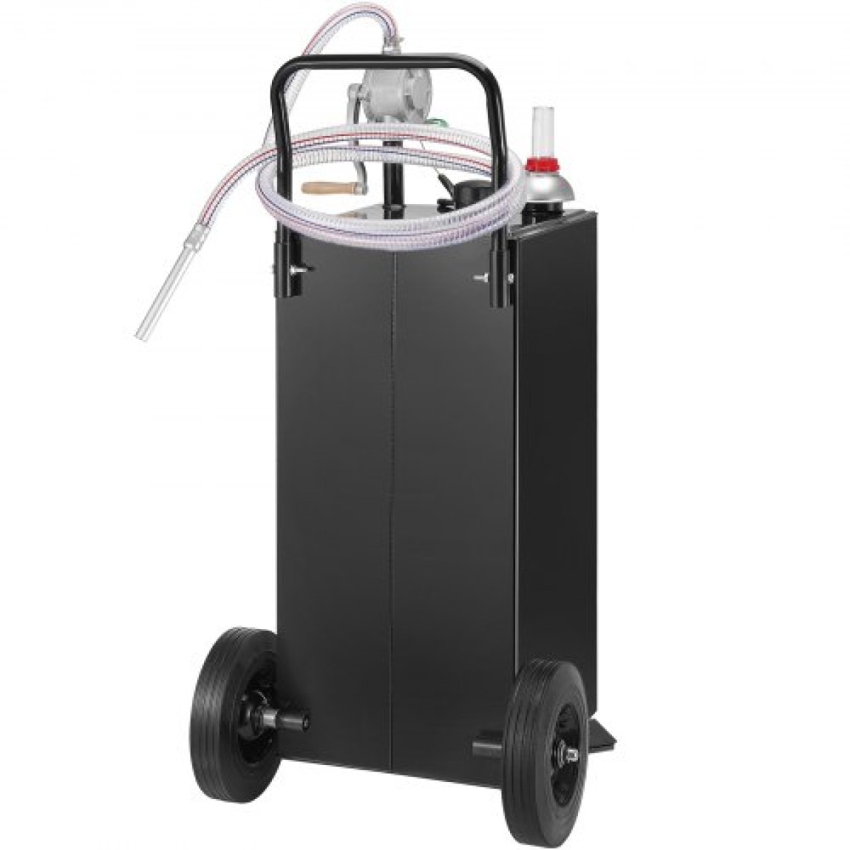 VEVOR 30 Gallon Caddy, Δεξαμενή αποθήκευσης καυσίμου με ρόδες, φορητό δοχείο καυσίμου με αντλία μεταφοράς Manuel, δοχείο καυσίμου βενζίνης ντίζελ για αυτοκίνητα, χορτοκοπτικά, ATV, σκάφη, Περισσότερα, Μαύρο