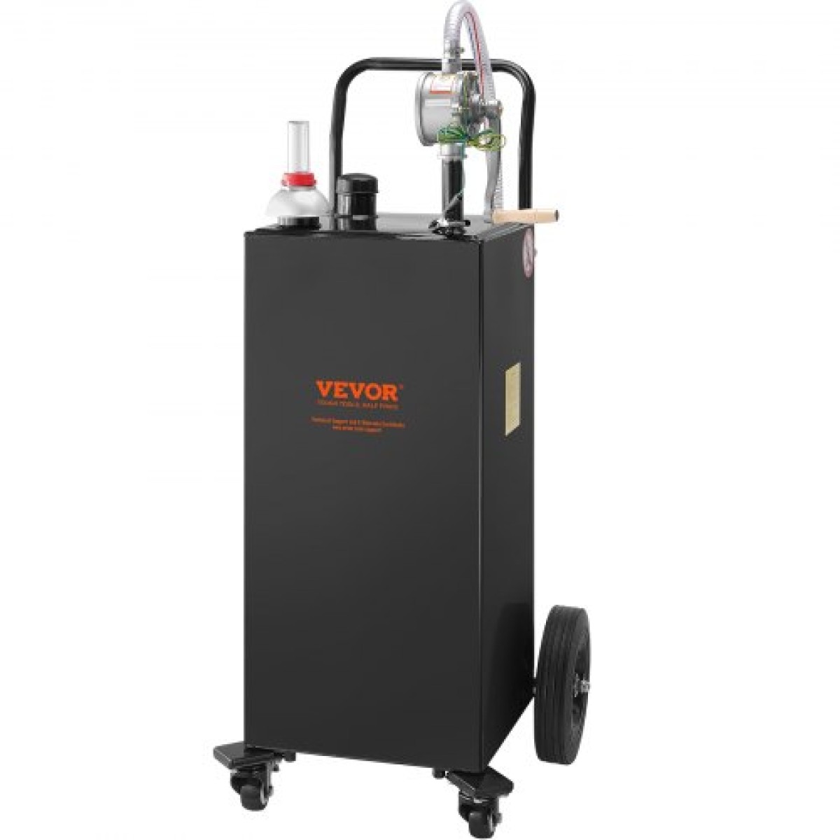 VEVOR Fuel Caddy, 35 Gallon, Δεξαμενή αποθήκευσης αερίου σε 4 τροχούς, με αντλία χειροκίνητης μεταφοράς, δοχείο καυσίμου βενζίνης ντίζελ για αυτοκίνητα, χορτοκοπτικά, ATV, σκάφη, Περισσότερα, Μαύρο