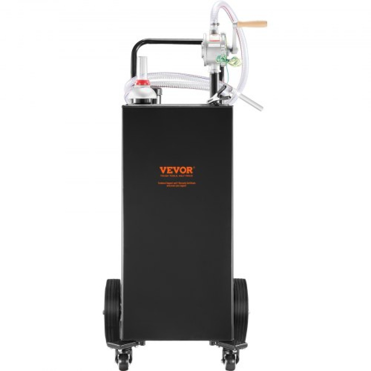 VEVOR Fuel Caddy, 35 Gallon, Δεξαμενή αποθήκευσης αερίου σε 4 τροχούς, με αντλία χειροκίνητης μεταφοράς, δοχείο καυσίμου βενζίνης ντίζελ για αυτοκίνητα, χορτοκοπτικά, ATV, σκάφη, Περισσότερα, Μαύρο