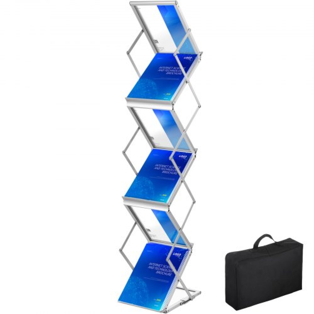 Βάση οθόνης VEVOR Foldable Magazine Display, 6 Pockets Pop-Up μπροσούρα Display Stand, Διπλής όψης Display Catalog Stand θήκης βιβλιογραφίας, φορητό με τσάντα μεταφοράς για εκθέσεις Office Trade Show