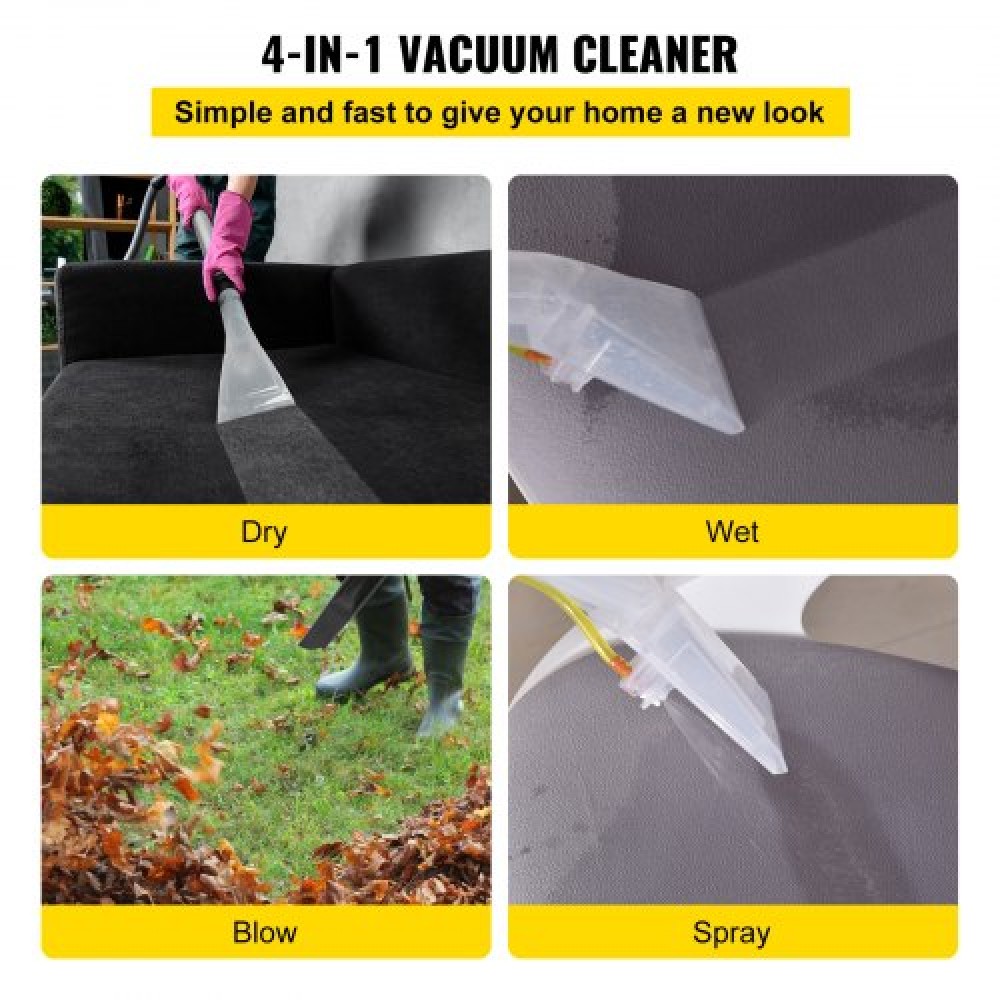VEVOR Wet Dry Vacuum Cleaner, 20,1 L 2 Peak HP, 4-in-1 Portable Shop Vacuum with/ Blow & Spray Function, Remote Control, HEPA & Sponge Filtration, 5 Brush for Home, Car