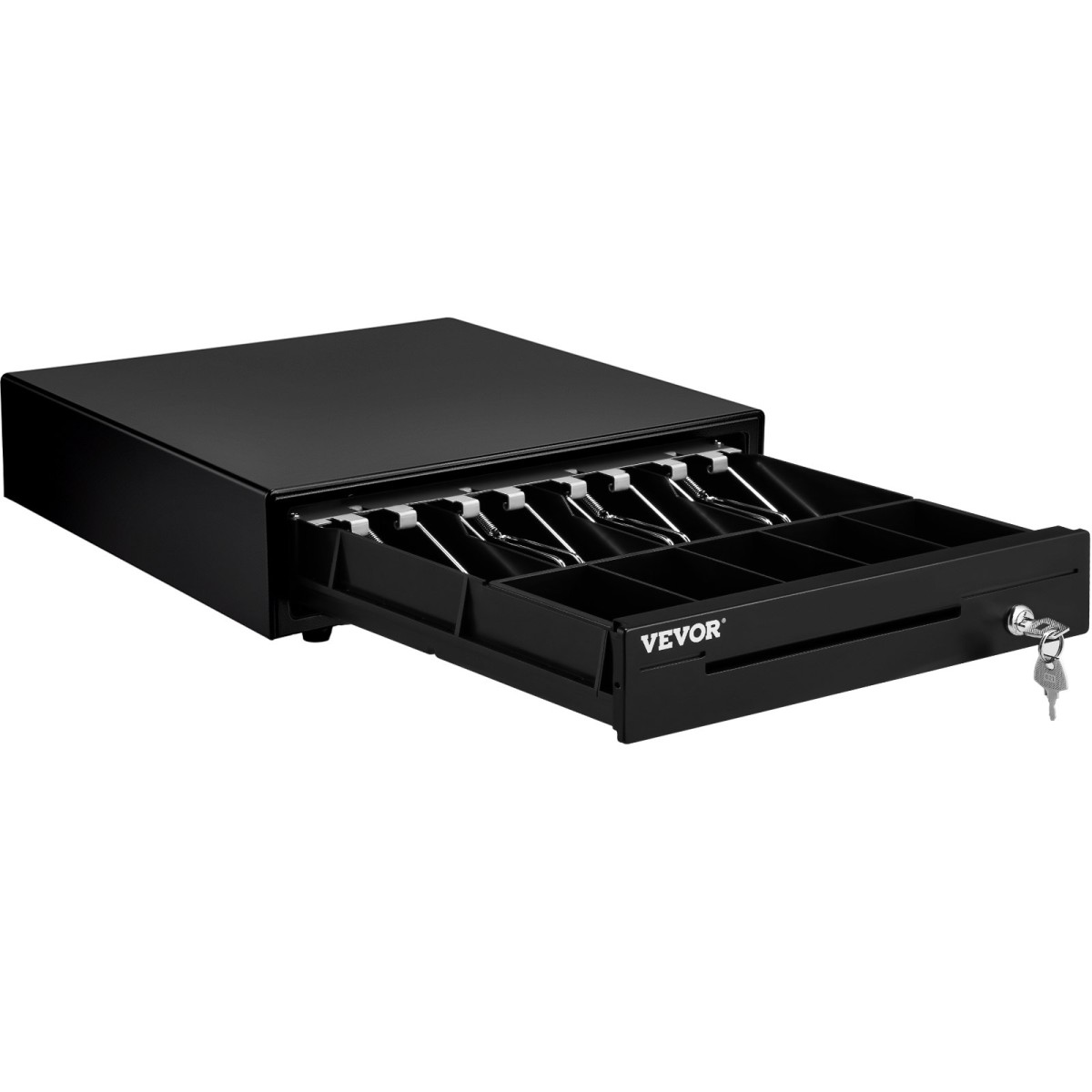 Συρτάρι ταμειακής μηχανής VEVOR, 33 cm 12 V, για σύστημα POS με Δίσκο μετρητών 4 νομισμάτων 5 νομισμάτων, αποσπώμενο διαμέρισμα για νομίσματα & 2 κλειδιά, καλώδιο RJ11/RJ12 για σούπερ μάρκετ, μπαρ, καφετέρια, εστιατόριο