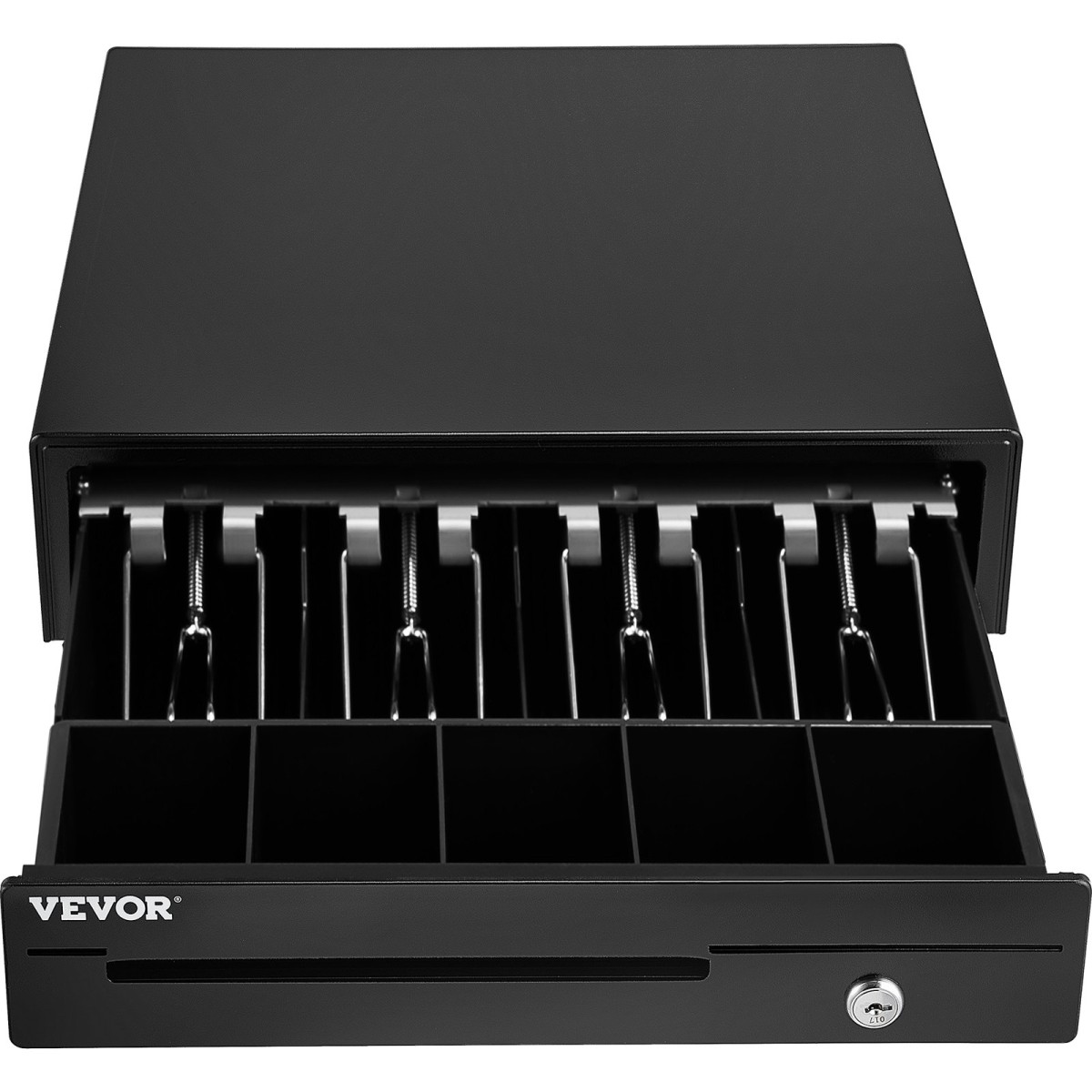 Συρτάρι ταμειακής μηχανής VEVOR, 33 cm 12 V, για σύστημα POS με Δίσκο μετρητών 4 νομισμάτων 5 νομισμάτων, αποσπώμενο διαμέρισμα για νομίσματα & 2 κλειδιά, καλώδιο RJ11/RJ12 για σούπερ μάρκετ, μπαρ, καφετέρια, εστιατόριο