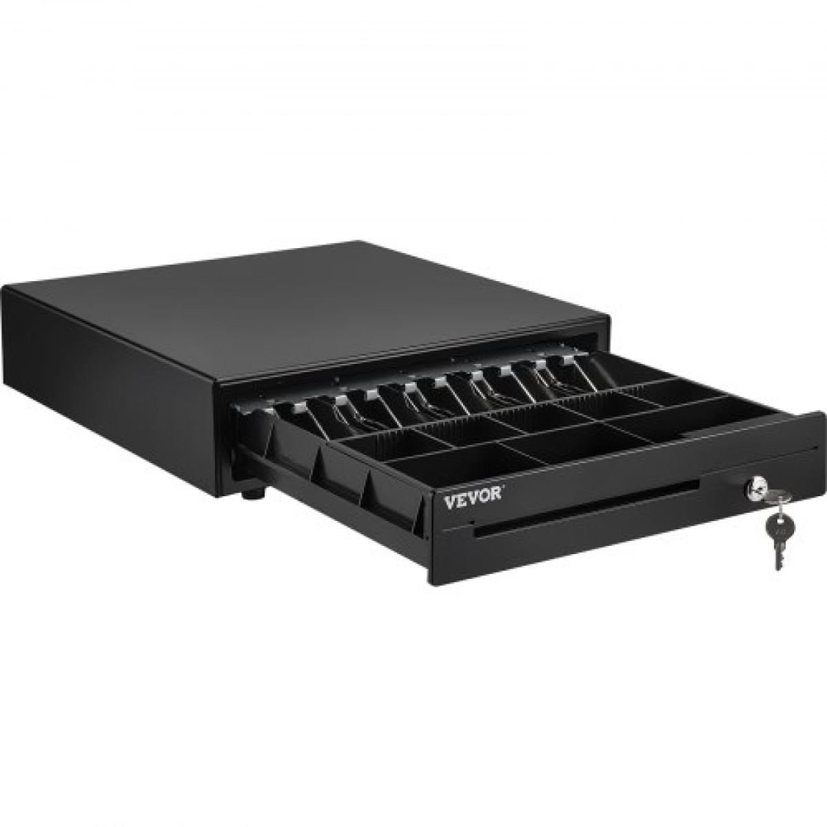 Συρτάρι ταμειακής μηχανής VEVOR, 40,6 cm 12 V, για σύστημα POS με Δίσκο μετρητών 5 χαρτονομισμάτων 8 νομισμάτων, αφαιρούμενη θήκη για νομίσματα & 2 κλειδιά, καλώδιο RJ11/RJ12 για σούπερ μάρκετ, μπαρ, καφετέρια, εστιατόριο