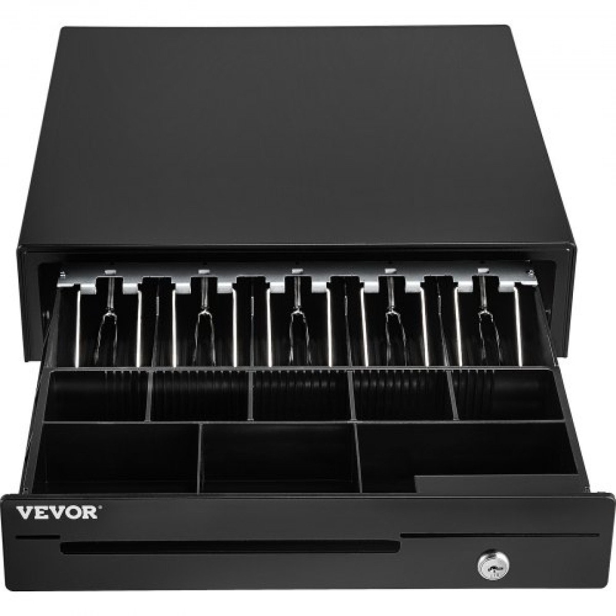Συρτάρι ταμειακής μηχανής VEVOR, 40,6 cm 12 V, για σύστημα POS με Δίσκο μετρητών 5 χαρτονομισμάτων 8 νομισμάτων, αφαιρούμενη θήκη για νομίσματα & 2 κλειδιά, καλώδιο RJ11/RJ12 για σούπερ μάρκετ, μπαρ, καφετέρια, εστιατόριο
