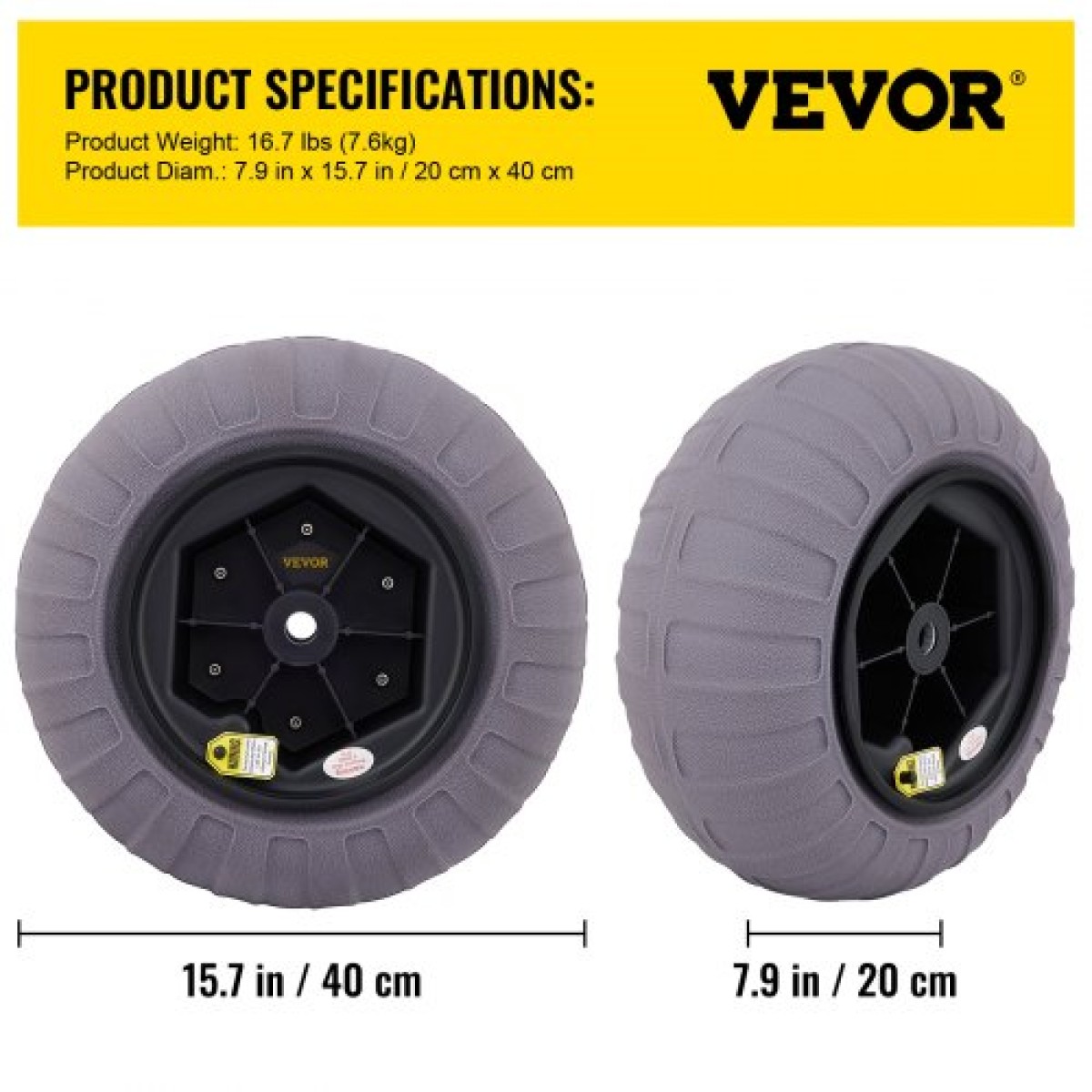 VEVOR Beach Balloon Wheels, Ανταλλακτικά ελαστικά άμμου 16", TPU Cart ελαστικά για Kayak Dolly, Canoe Cart και Buggy με δωρεάν αντλία αέρα, 2-συσκευασία