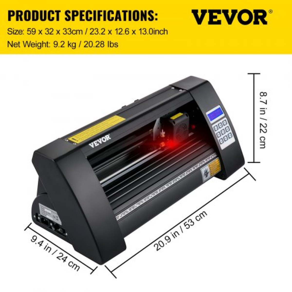 VEVOR Vinyl Cutter, 375mm Vinyl Plotter, LED Screen Plotter Cutter, Ημιαυτόματο ενσωματωμένο οπτικό μάτι για ακριβή καθοδήγηση, συμβατό με λογισμικό SignMaster για Σχεδίαση επιφάνειας εργασίας συστήματος Windows