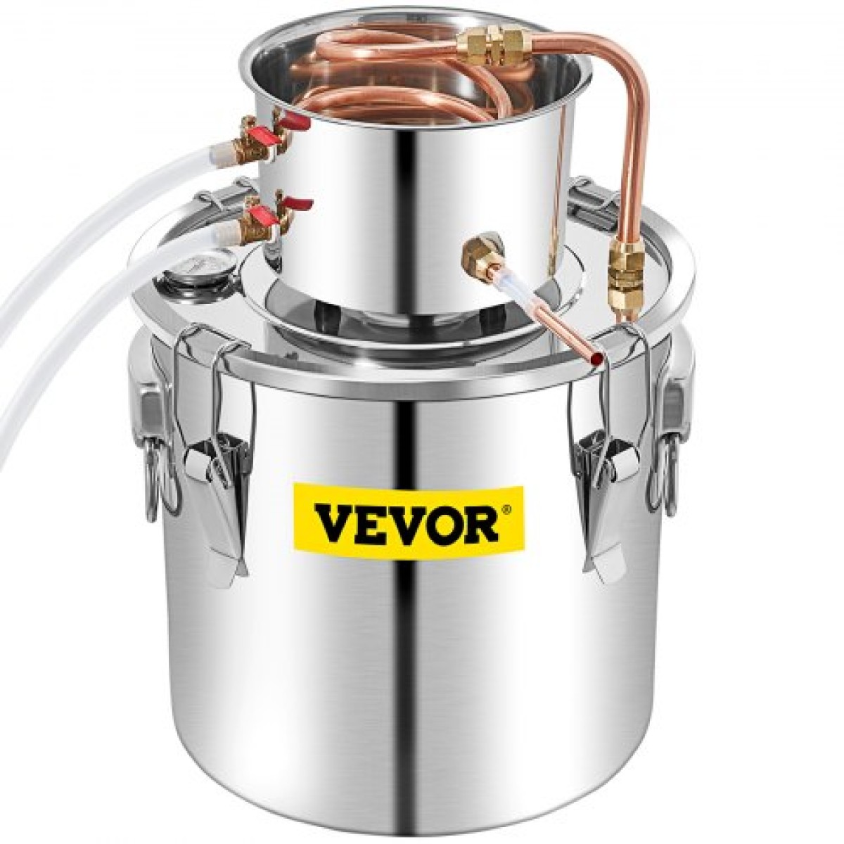 VEVOR Alcohol Still, 50L από ανοξείδωτο ατσάλι Νερό Οινοπνευματοποιητής Distiller με Συμπυκνωτή, 13,2Gal Boiler Wine Making with Copper Tube, Home Brewing Kit με ενσωματωμένο θερμόμετρο για DIY Whisky Wine Brandy, Sil