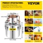 VEVOR Alcohol Still, 50L από ανοξείδωτο ατσάλι Νερό Οινοπνευματοποιητής Distiller με Συμπυκνωτή, 13,2Gal Boiler Wine Making with Copper Tube, Home Brewing Kit με ενσωματωμένο θερμόμετρο για DIY Whisky Wine Brandy, Sil