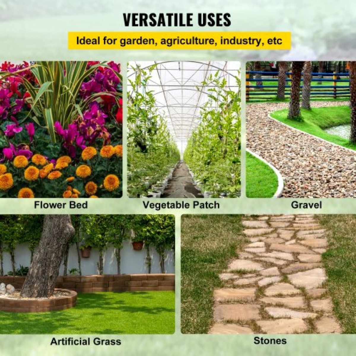 VEVOR Garden Weed Barrier Fabric, 197 g/m² Heavy Duty Landscape Fabric, 120 cm x 3048 cm Weed Block Control for Garden Ground Cover, Υφαντό ύφασμα γεωύφασμα για εξωραϊσμό, κηπουρική, υπόστρωμα, μαύρο