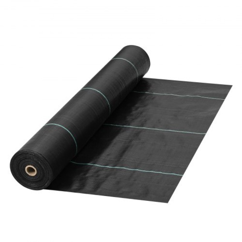 VEVOR Garden Weed Barrier Fabric, 197 g/m² Heavy Duty Landscape Fabric, 120 cm x 3048 cm Weed Block Control for Garden Ground Cover, Υφαντό ύφασμα γεωύφασμα για εξωραϊσμό, κηπουρική, υπόστρωμα, μαύρο
