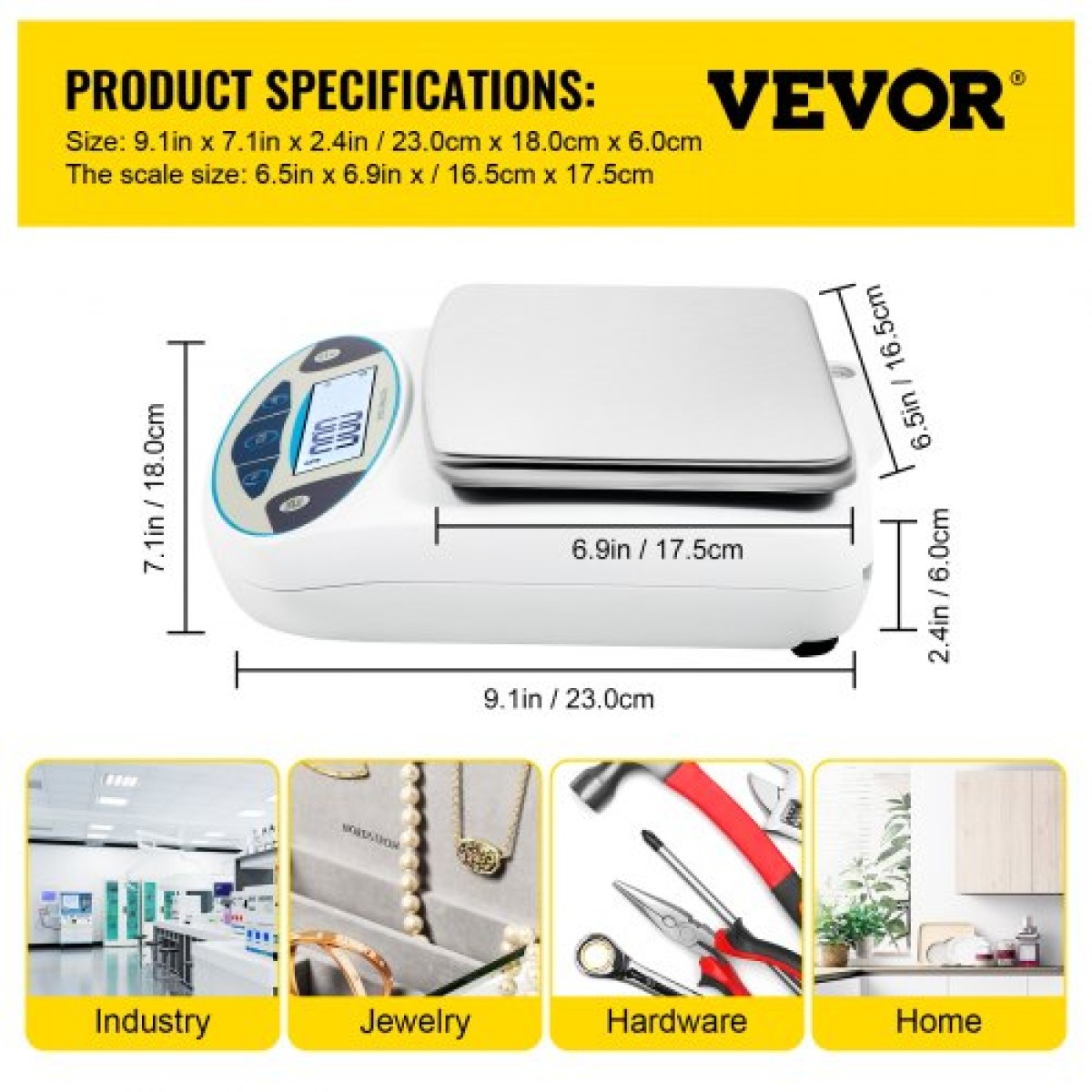 VEVOR Analytical Balance, 5000g x 0,01g Accuracy Lab Scale, High Precision Electronic Analytical Balance, 13 Units Conversion, Counting Function, LCD Display, for Lab University Jewelry (5000g, 0,01g)