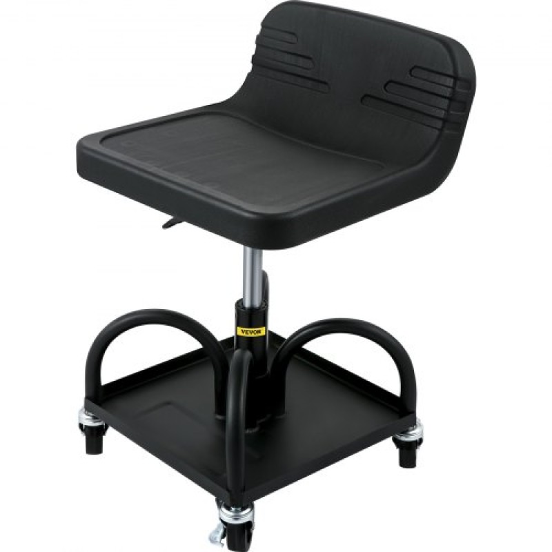 Σκαμπό VEVOR Rolling Garage, χωρητικότητα 300LBS/136 kg, Ρυθμιζόμενο ύψος από 15,7 in/40 cm έως 20,5 in/52,1 cm, Μηχανικό κάθισμα με περιστρεφόμενους τροχούς 360 μοιρών και δίσκο εργαλείων, για συνεργείο, συνεργείο αυτοκινήτων, Μαύρο