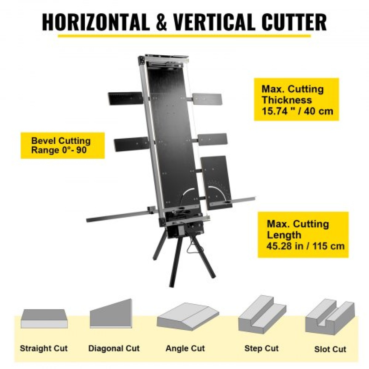 Μηχάνημα κοπής φελιζόλ VEVOR 42cm Μέγ.Πάχος κοπής Αφροκόφτης 127cm Μέγ.Μήκος Hot Wire Foam Cutter 0-90° Styrofoam Cutter Έξι καλώδια θέρμανσης με πλευρική πλάκα βάσης για κοπή αφρού Pearl Cott