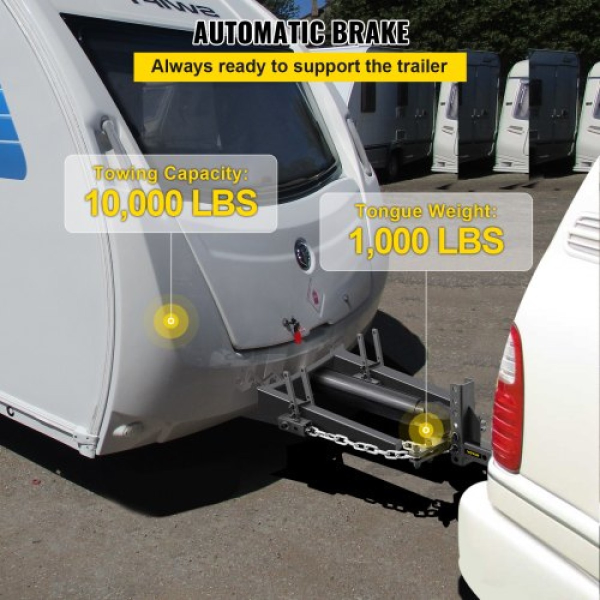 Κοτσαδόρος κατανομής βάρους VEVOR, κοτσαδόρος 1000 lb Tongue Capacity Load Load με έλεγχο ταλάντωσης, 2" μπάλα & 4" Drop/Rise & 4 αλυσίδες & γενικός βραχίονας πλαισίου, ρυμούλκηση τρέιλερ χωρίς αναπήδηση