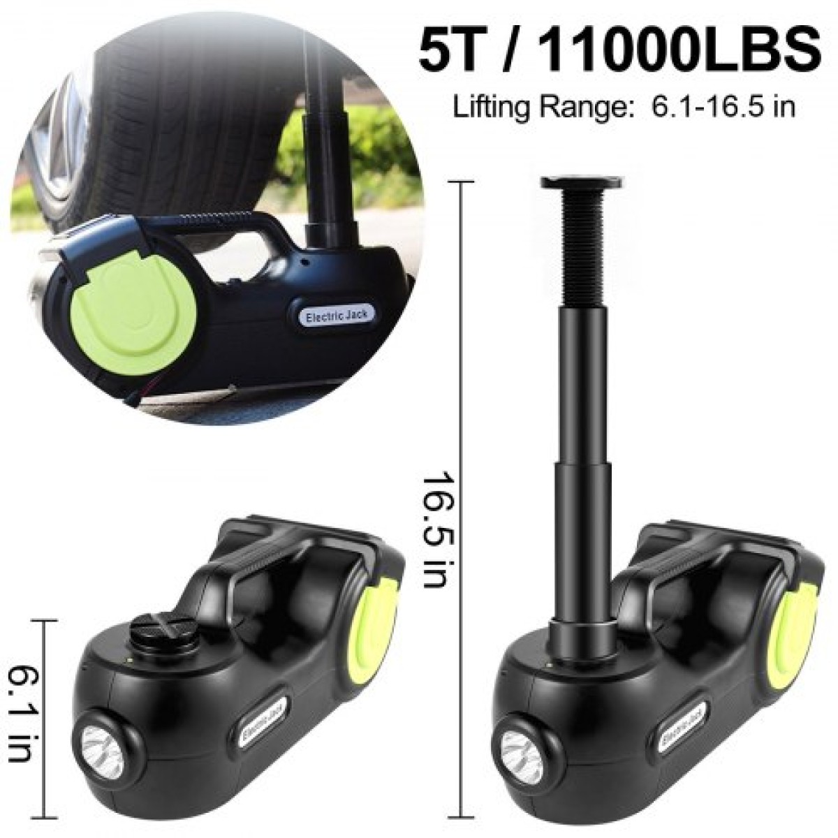 VEVOR Electric Car Jack Jack 5 Ton Car Hydraulic, Ηλεκτρικό Jack δαπέδου με ηλεκτρικό κρουστικό κλειδί, LED Light Hydraulic Jack Car Repair tool, 155-530mm Range Lifting for SUV MPV Sedan Truck Repair