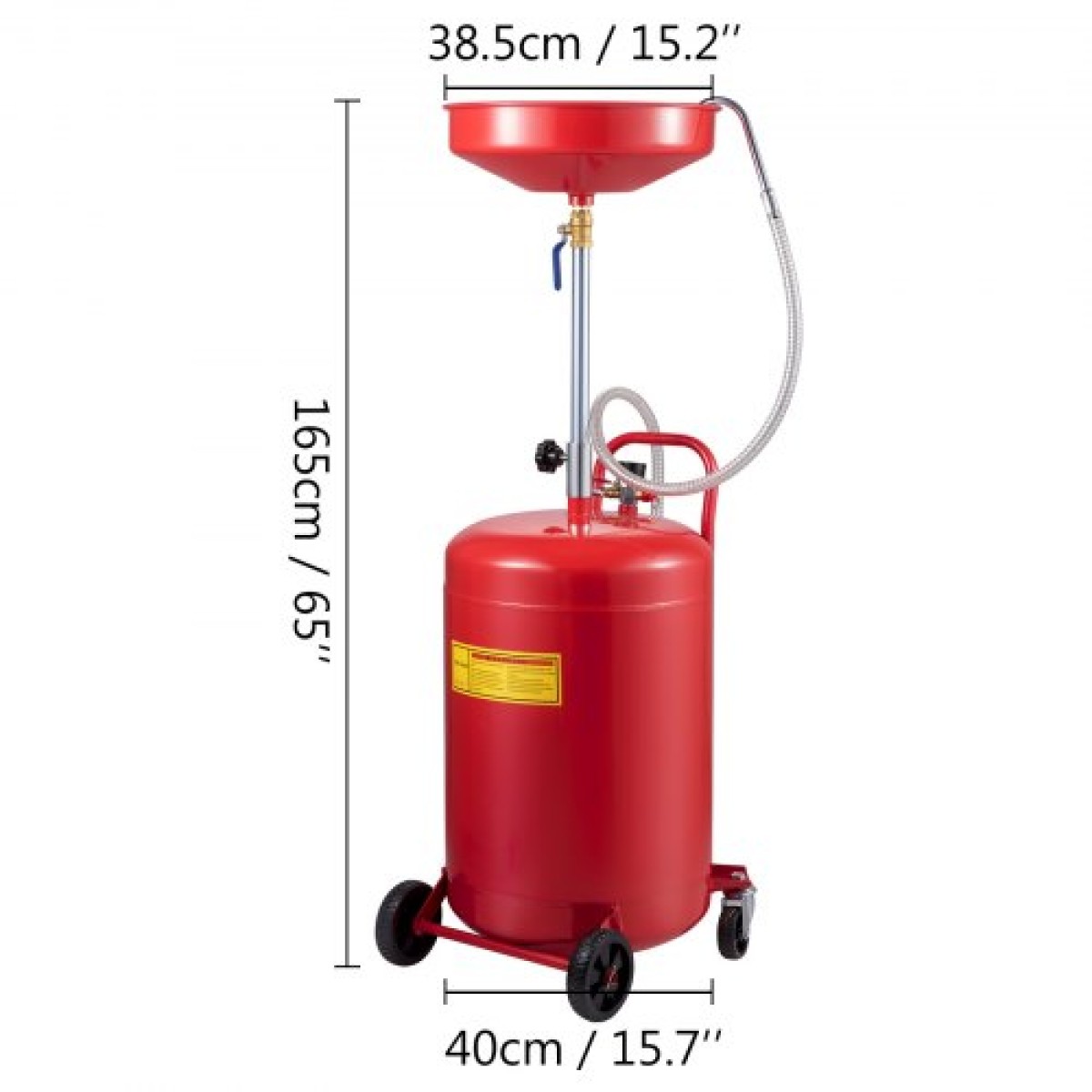 VEVOR Waste Oil Drain Tank 80 L Portable Oil Drain Air Operated Drainer Oil Change, Oil Drain Container, Fluid Fuel Transfer Drinage Ρυθμιζόμενο ύψος χοάνης, με τροχό για εύκολη αφαίρεση λαδιού