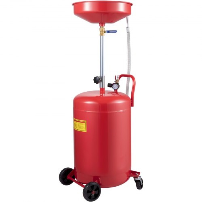 VEVOR Waste Oil Drain Tank 80 L Portable Oil Drain Air Operated Oil Drainer Αλλαγή λαδιού, δοχείο αποστράγγισης λαδιού, ρυθμιζόμενο ύψος χοάνης αποστράγγισης μεταφοράς υγρού καυσίμου, με βαλβίδα ρύθμισης πίεσης