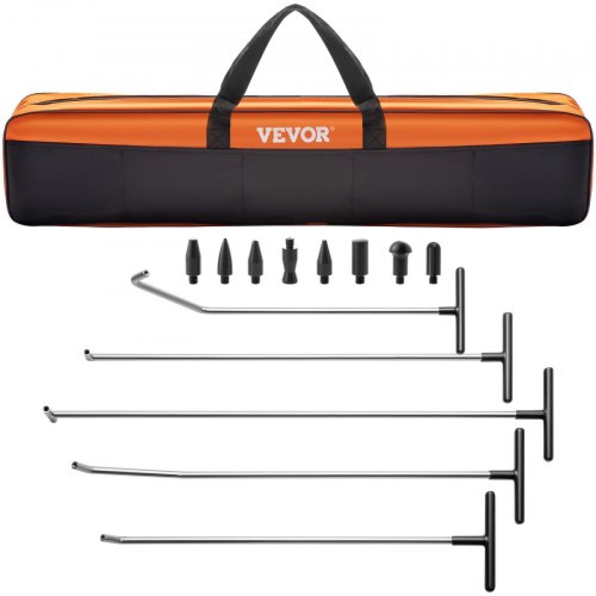 Κιτ αφαίρεσης βαθουλωμάτων VEVOR Rods, 13 τμχ Εργαλείο επισκευής βαθουλωμάτων χωρίς βαφή, 5 τμχ Ράβδοι βαθουλώματος από ανοξείδωτο χάλυβα, 8 τεμ.