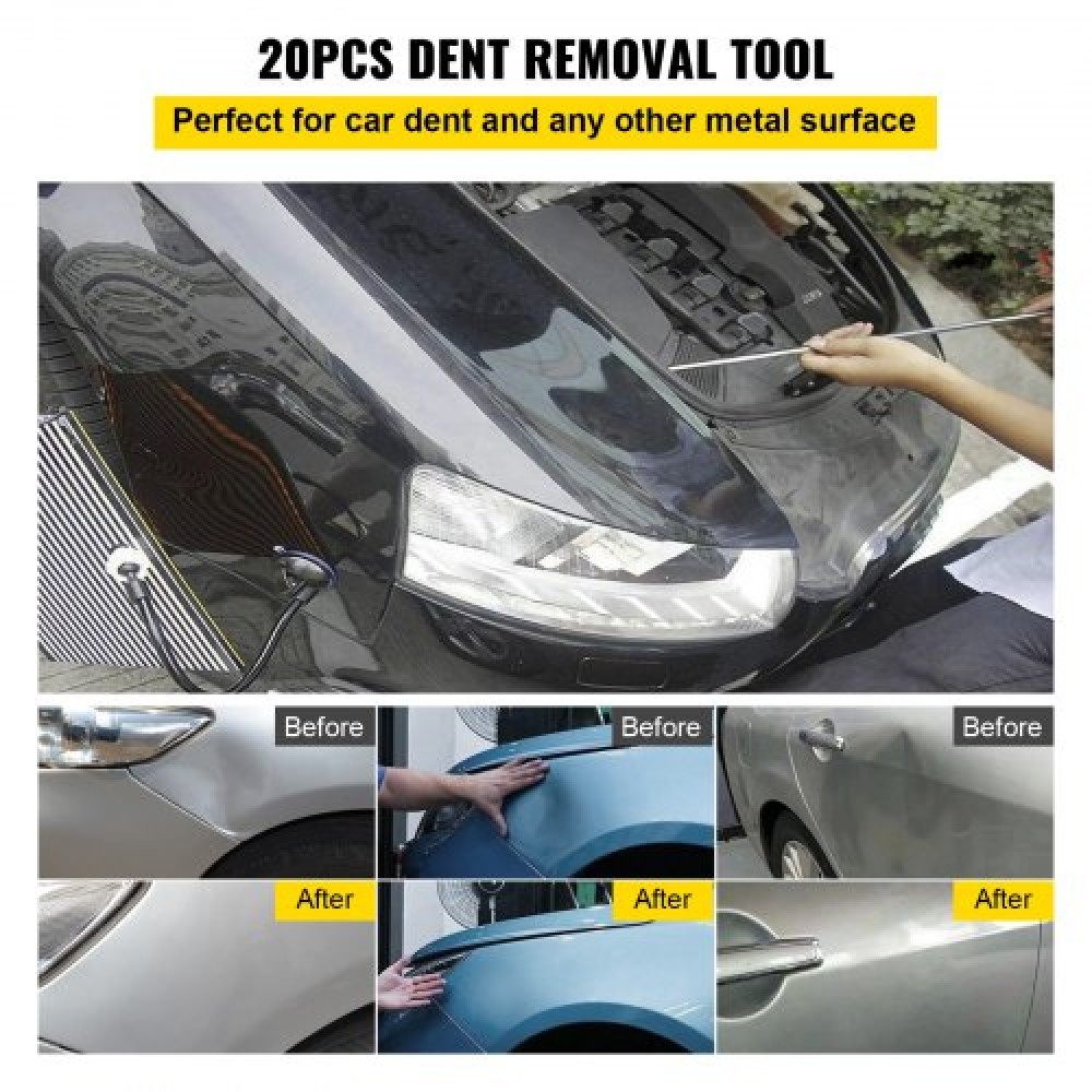 Κιτ αφαίρεσης βαθουλωμάτων VEVOR Rods, 20 τμχ Ράβδοι επισκευής βαθουλωμάτων χωρίς βαφή, ράβδοι βαθουλώματος από ανοξείδωτο χάλυβα, εργαλεία επισκευής βαθουλωμάτων ουράς φάλαινας, επαγγελματικό εργαλείο αφαίρεσης βαθουλωμάτων από χαλάζι, για μικρά βαθουλώμ