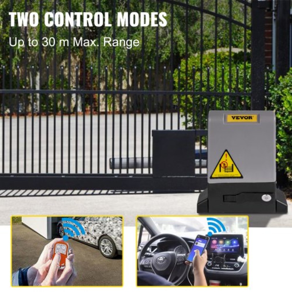 VEVOR Sliding Gate Opener, 1800 KG 4 m, Αυτόματη Συρόμενη Πύλη με 4 Τηλεχειριστήρια & Έλεγχος APP, Electric Rolling Driveway Slide Gate Motor, Complete Gate Operator Hardware System Security Kit