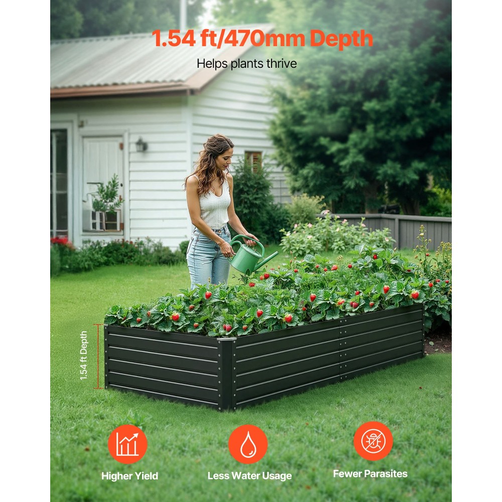 Κρεβάτι κήπου VEVOR Metal Raised, 6,7 x 3 x 1,5 ft Outdoor Galvalume Planter Garden Box, Σχέδιο με ανοιχτό κάτω μέρος, Μεγάλο υπερυψωμένο κρεβάτι για καλλιέργεια λαχανικών, λουλουδιών, βοτάνων και παχύφυτων, γκρι