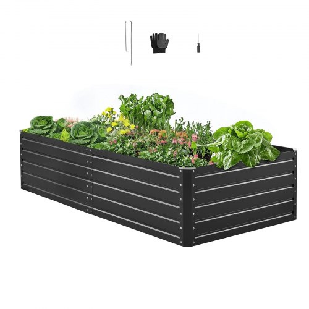 Κρεβάτι κήπου VEVOR Metal Raised, 6,7 x 3 x 1,5 ft Outdoor Galvalume Planter Garden Box, Σχέδιο με ανοιχτό κάτω μέρος, Μεγάλο υπερυψωμένο κρεβάτι για καλλιέργεια λαχανικών, λουλουδιών, βοτάνων και παχύφυτων, γκρι