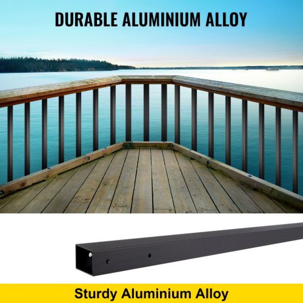 Κάγκελα καταστρώματος VEVOR, 101 άξονες μεταλλικού καταστρώματος συσκευασίας, κάγκελο σκάλας 26" x 0,75" με βίδες, κιγκλίδωμα καταστρώματος από κράμα αλουμινίου για ξύλο και σύνθετο κατάστρωμα, τετράγωνο κάγκελο για βεράντα εξωτερικού χώρου σκάλ