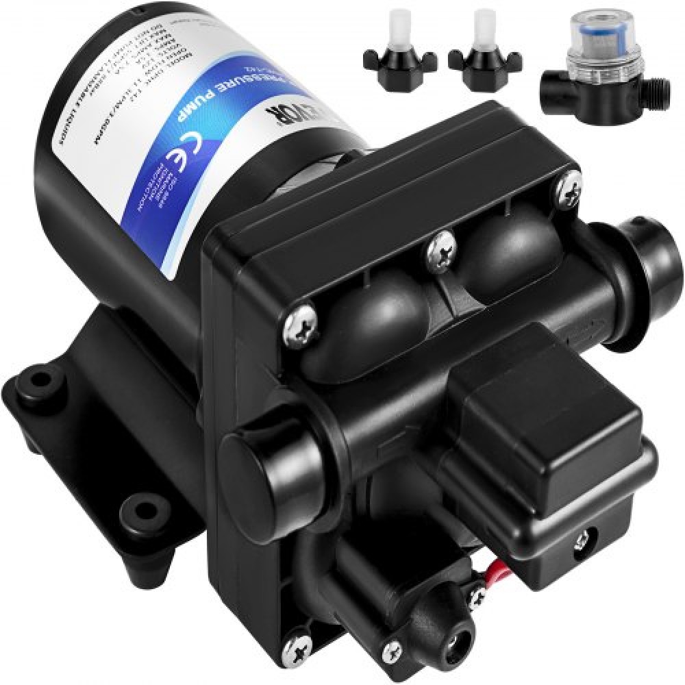 Αντλία VEVOR Fresh Water Pump, 12 V Self Primering Sprayer Pump, 11 L/min (3 GPM) RV Water Pump, with Pressure Switch 3,8 bar (55 PSI) Self Primering Water Pump, Αποσπώμενο φίλτρο 12V αντλία διαφράγματος, για RV Camper Marine Boat Lawn