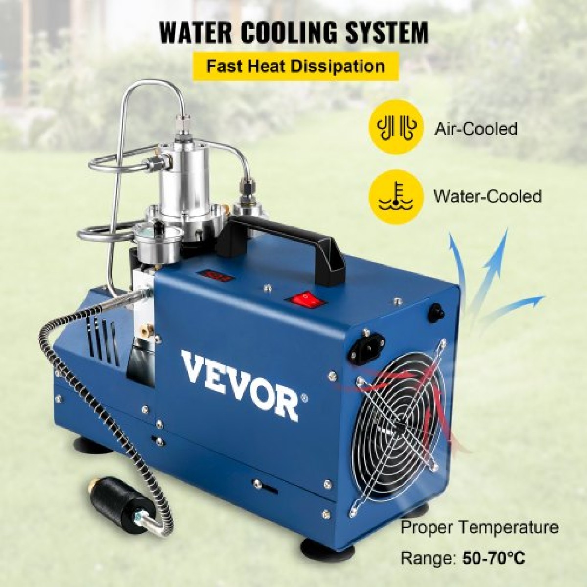 Συμπιεστής υψηλής πίεσης VEVOR, 4500PSI/30MPA Αεροσυμπιεστής υψηλής πίεσης, 1800W 220V Αυτόματος συμπιεστής αεροβόλου ανακούφισης πίεσης Κατάλληλος για αεροβόλο τουφέκι Paintball, Τυφέκιο PCP, Μπουκάλι κατάδυσης