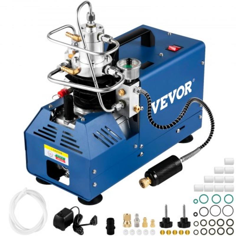 Συμπιεστής υψηλής πίεσης VEVOR, 4500PSI/30MPA Αεροσυμπιεστής υψηλής πίεσης, 1800W 220V Αυτόματος συμπιεστής αεροβόλου ανακούφισης πίεσης Κατάλληλος για αεροβόλο τουφέκι Paintball, Τυφέκιο PCP, Μπουκάλι κατάδυσης