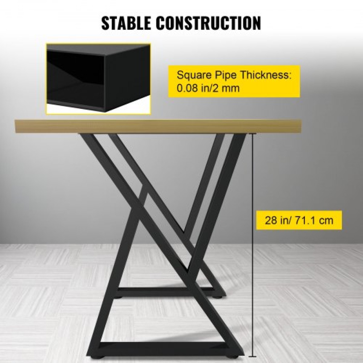 VEVOR Z Shape Μεταλλικά Πόδια Τραπεζαρίας Πόδια Τραπεζαρίας 28"x18"/71,1 x 45,7 cm Επιτραπέζια Πόδια Σετ 2