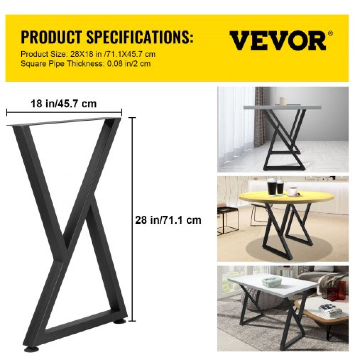 VEVOR Z Shape Μεταλλικά Πόδια Τραπεζαρίας Πόδια Τραπεζαρίας 28"x18"/71,1 x 45,7 cm Επιτραπέζια Πόδια Σετ 2