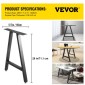 VEVOR Μεταλλικά πόδια τραπεζιού 28 x 17,7 ιντσών σε σχήμα Α, σετ ποδιών γραφείου με 2 πόδια πάγκου βαρέως τύπου με επίστρωση πολυουρεθάνης, πόδια επίπλων με προστατευτικά δαπέδου, πόδια τραπεζιού σαλονιού από σφυρήλατο σίδερο για το σπίτι DIY Bla