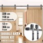 VEVOR Sliding Barn Door Hardware Kit, 365,8 cm Barn Door Kit, 149,7 kg φέρον κιτ Double Barn Door Hardware, Carbon Steel Barn Door Track, Darn door for 4,0-4,5 cm Thickness & 182,9 cm Wide Door Panel
