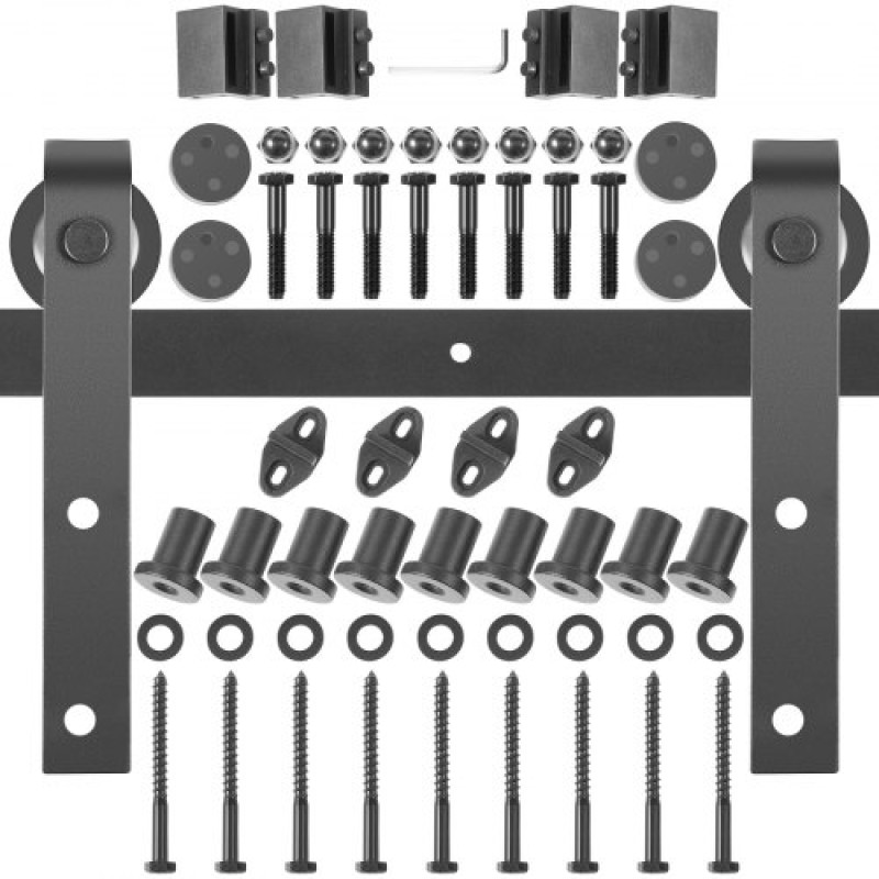 VEVOR Sliding Barn Door Hardware Kit, 365,8 cm Barn Door Kit, 149,7 kg φέρον κιτ Double Barn Door Hardware, Carbon Steel Barn Door Track, Darn door for 4,0-4,5 cm Thickness & 182,9 cm Wide Door Panel