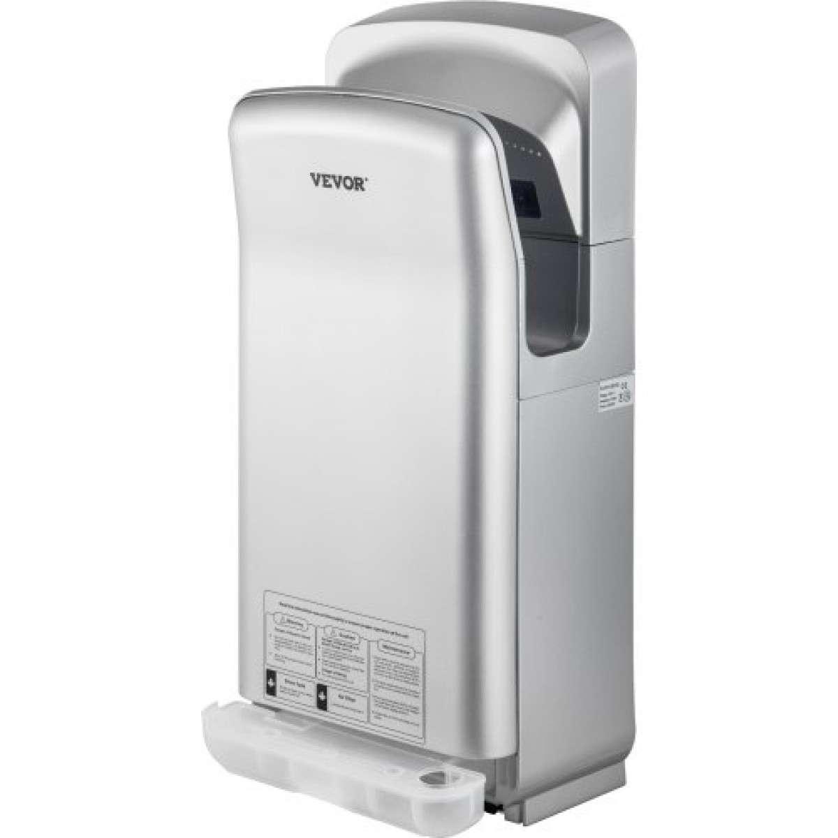 VEVOR Jet Hand Dryer, Premium Electric Commercial Blade Hand Dryer, ABS Air Dryer Hand with HEPA Filtration Mount Hand Dryer, 2000W 220V Vertical dryer, High-Speed ​​Automatic Infrared Silver