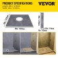 Σετ κρασιού ντους VEVOR, 121,9 x 121,9 cm στεγανή επικάλυψη ντουζιέρας με φλάντζα κεντρικής συγκόλλησης ABS 10,2 cm, σχάρα από ανοξείδωτο χάλυβα 10,2 cm, 2 κομμένα κράσπεδα ντους και μυστρί, μπαστούνια κλίσης ντους