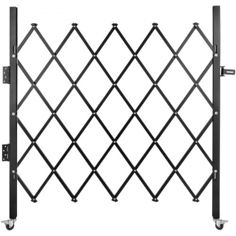 VEVOR Μονή Πτυσσόμενη Πύλη Ασφαλείας, 170 × 131 cm (Π × Υ) Πτυσσόμενη πόρτα πόρτας, Πύλη ασφαλείας από χάλυβα ακορντεόν, Εύκαμπτη πύλη ασφαλείας, κυλιόμενη πύλη φραγμού 360°, πύλη ψαλιδιού ή πόρτα με λουκέτο